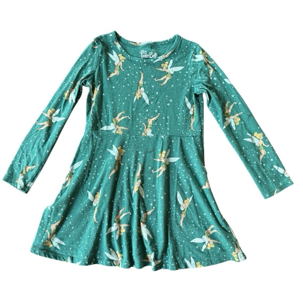 Disney Tinker Bell Dress Twirl Green Long Sleeve Girls Small 6/6x - Picture 1 of 5
